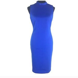 Beautiful Blue Fitted sleeveless high neck Dress